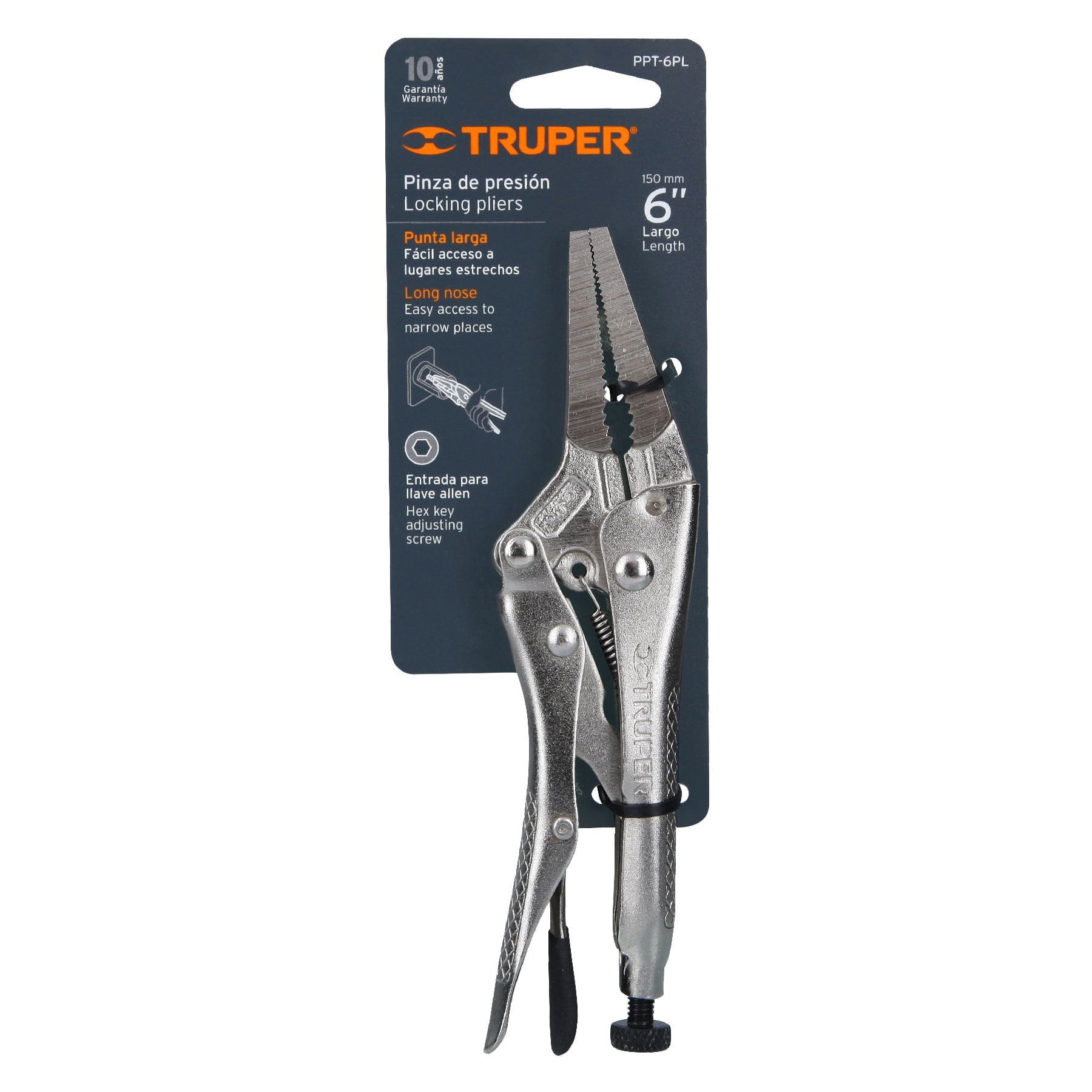 ALICATE DE PRESION PUNTA LARGA 6" 17432 - TRUPER