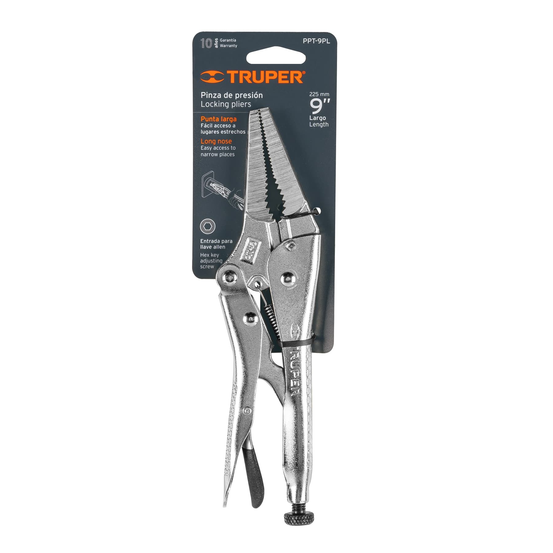 ALICATE DE PRESION PUNTA LARGA 9" 17433 - TRUPER