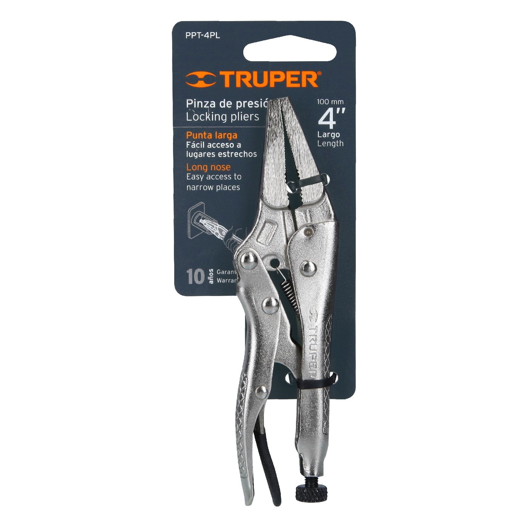 ALICATE DE PRESION PUNTA LARGA 4" 17434 - TRUPER