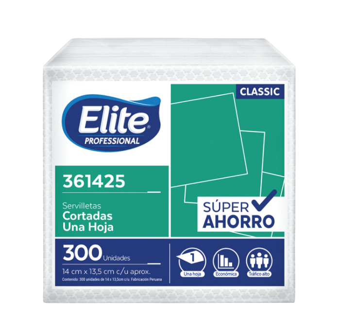 SERVILLETA CORTADA ELITE CLASSIC X 300 UND 361425
