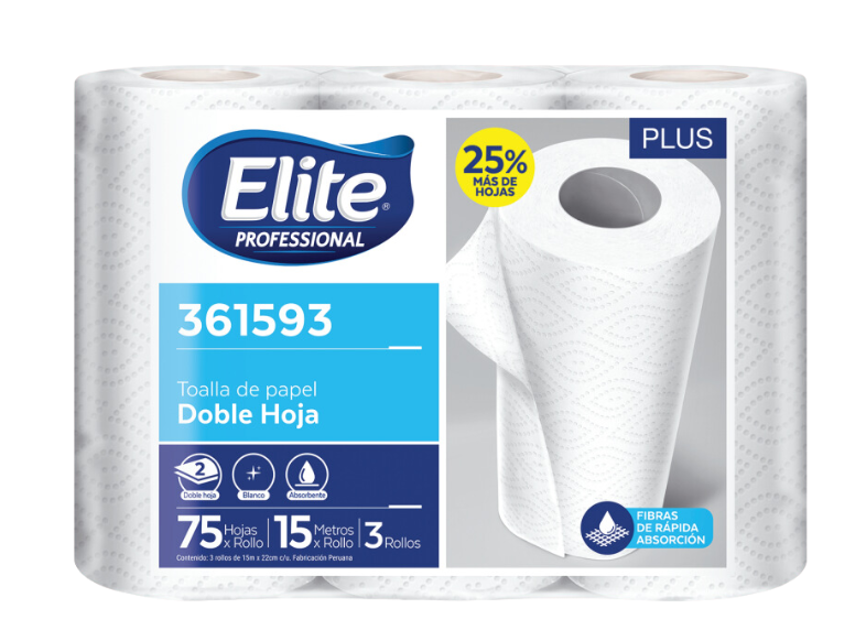 PAPEL TOALLA ELITE PLUS 3 x 15MTS 361593
