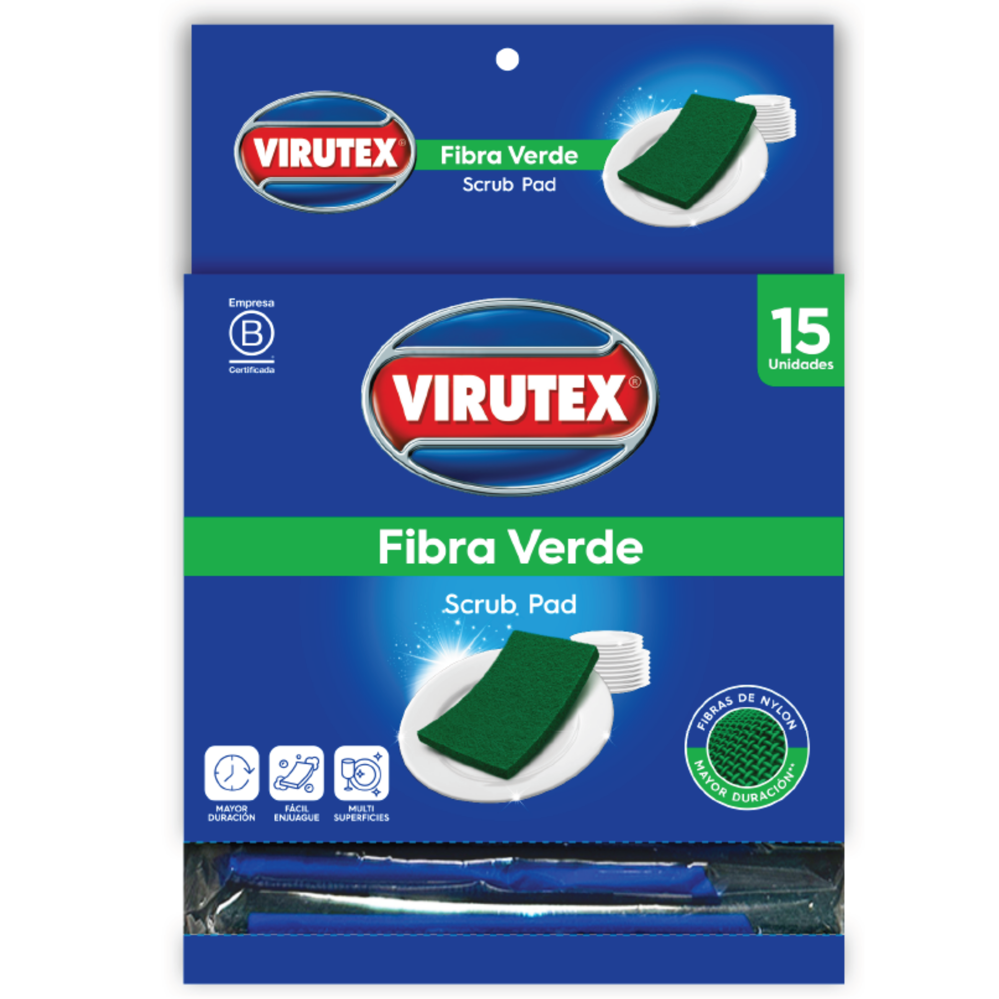 ESPONJA VIRUTEX FIBRA VERDE DISPLAY X 15 UNID - VIRUTEX