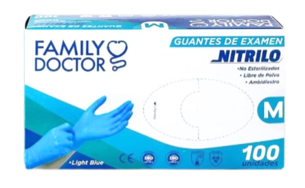 GUANTES DE NITRILO CAJA X100 / TALLAS S, M Y L - FAMILY DOCTOR