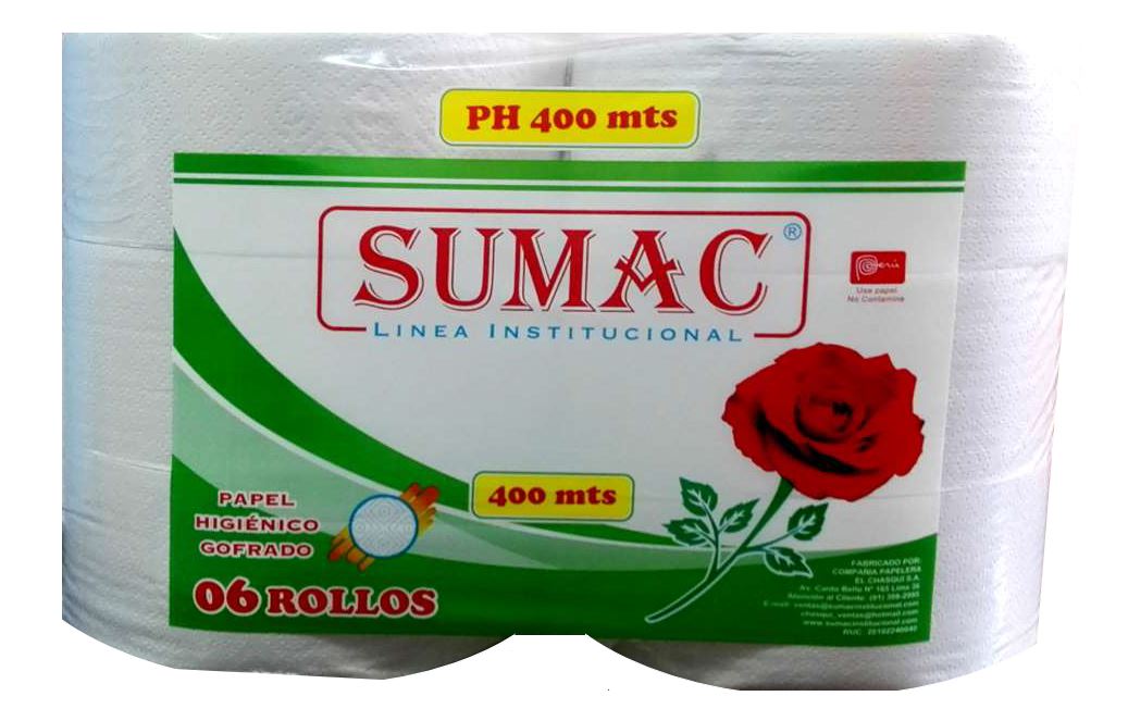PAPEL HIGIENICO JUMBO GOFRADO X 6 UND 400 MTS - SUMAC