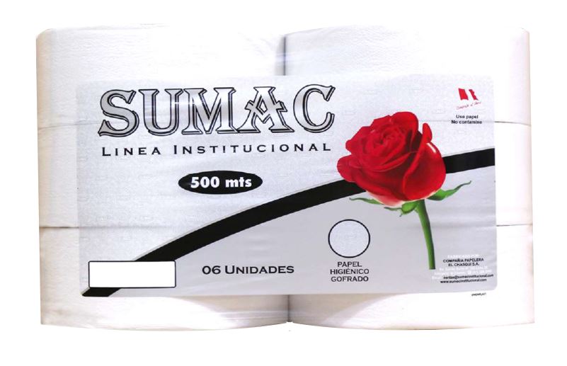PAPEL HIGIENICO JUMBO SEMIGOFRADO X 6 UND 500 MTS - SUMAC