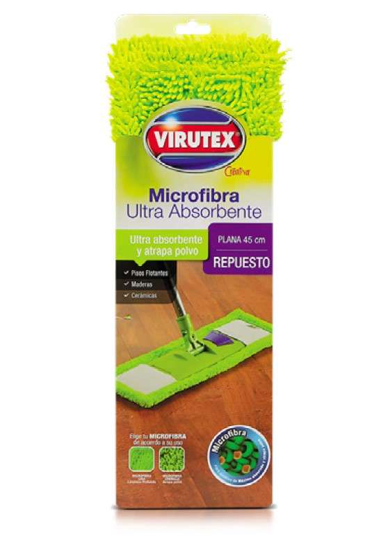 MOPA MICROFIBRA PLANA CHENILLE ATRAPA POLVO 45 CM REPUESTO - VIRUTEX