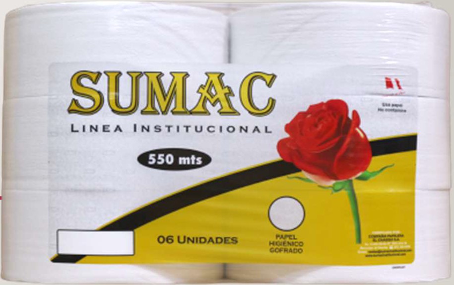 PAPEL HIGIENICO JUMBO SEMIGOFRADO X 6 UND 550 MTS - SUMAC